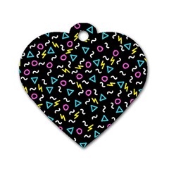 Retro Wave 3 Dog Tag Heart (two Sides) by jumpercat