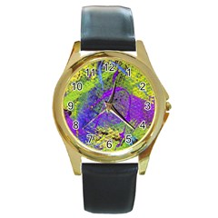 Ink Splash 02 Round Gold Metal Watch by jumpercat