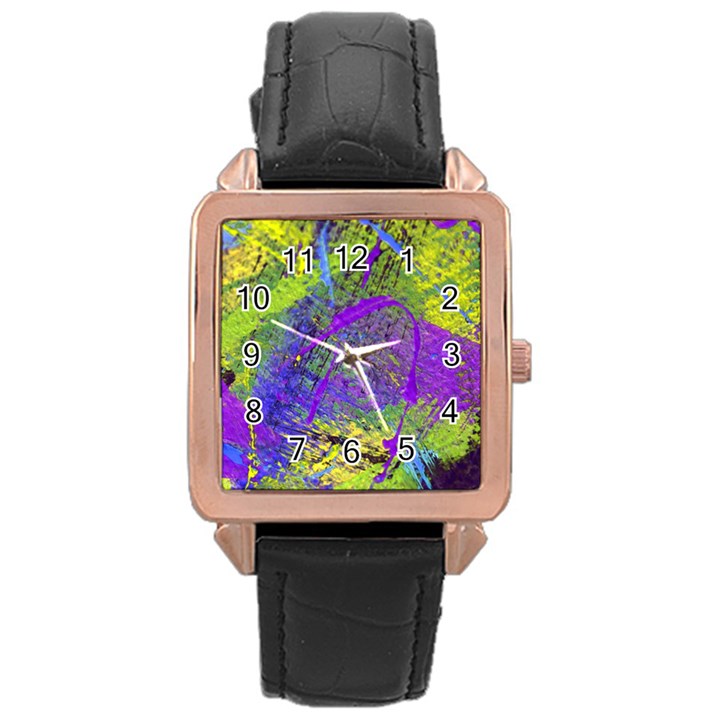 Ink Splash 02 Rose Gold Leather Watch 