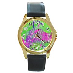 Ink Splash 03 Round Gold Metal Watch by jumpercat