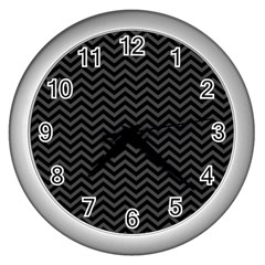 Dark Chevron Wall Clocks (silver)  by jumpercat