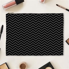 Dark Chevron Cosmetic Bag (xl) by jumpercat