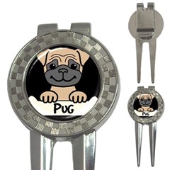 Tan Pug With A Bone  3-in-1 Golf Divots by Bigfootshirtshop