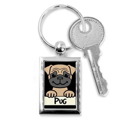 Tan Pug With A Bone  Key Chains (rectangle)  by Bigfootshirtshop