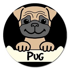 Tan Pug With A Bone  Magnet 5  (round) by Bigfootshirtshop