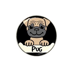 Tan Pug With A Bone  Hat Clip Ball Marker by Bigfootshirtshop