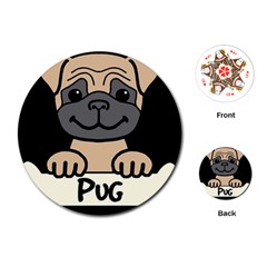 Tan Pug With A Bone  Playing Cards (round)  by Bigfootshirtshop