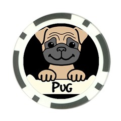 Tan Pug With A Bone  Poker Chip Card Guard by Bigfootshirtshop