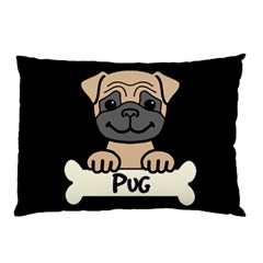 Tan Pug With A Bone Pillow Case (two Sides) by Bigfootshirtshop