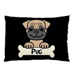 Tan Pug With A Bone Pillow Case (Two Sides) Front