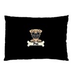 Tan Pug With A Bone Pillow Case (Two Sides) Back