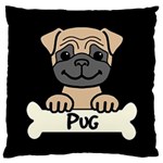 Tan Pug With A Bone Large Cushion Case (Single Sided)  Front