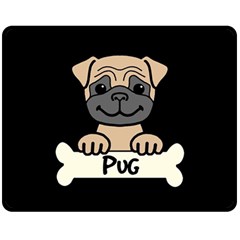 Tan Pug With A Bone  Double Sided Fleece Blanket (medium)  by Bigfootshirtshop