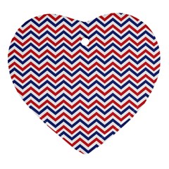 Navy Chevron Heart Ornament (two Sides)