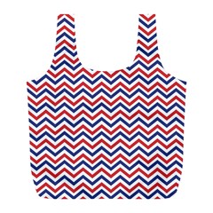 Navy Chevron Full Print Recycle Bags (l)  by jumpercat