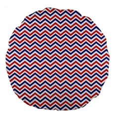 Navy Chevron Large 18  Premium Flano Round Cushions by jumpercat