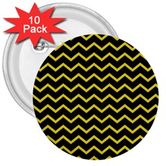 Yellow Chevron 3  Buttons (10 Pack) 