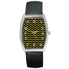 Yellow Chevron Barrel Style Metal Watch by jumpercat