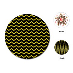 Yellow Chevron Playing Cards (round) 