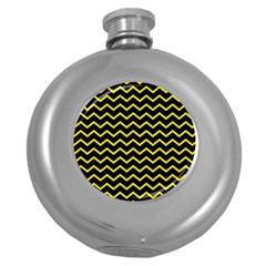 Yellow Chevron Round Hip Flask (5 Oz) by jumpercat