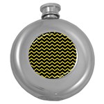 Yellow Chevron Round Hip Flask (5 oz) Front