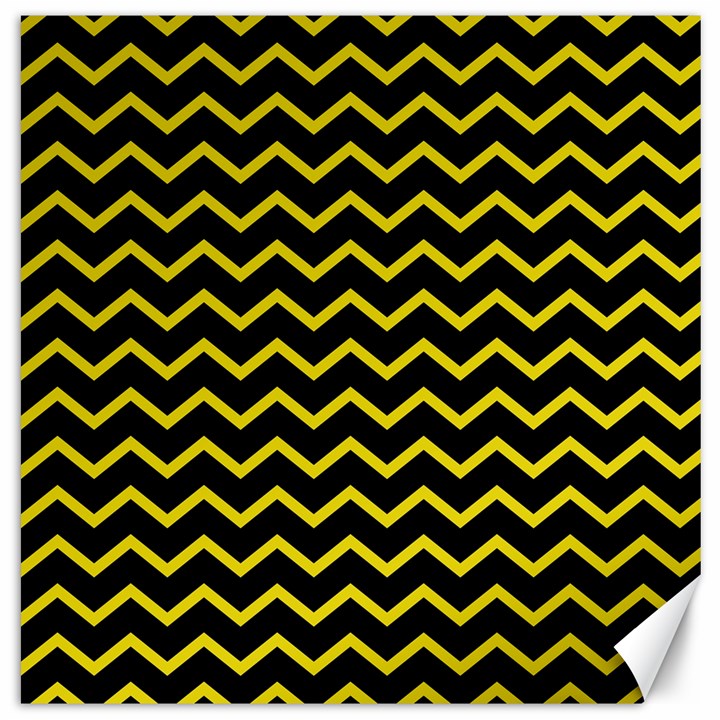 Yellow Chevron Canvas 16  x 16  