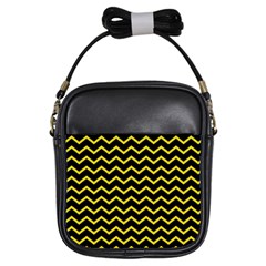 Yellow Chevron Girls Sling Bags by jumpercat