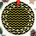 Yellow Chevron Round Filigree Ornament (Two Sides) Front