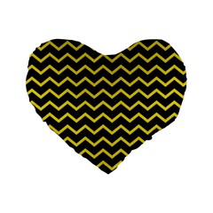 Yellow Chevron Standard 16  Premium Heart Shape Cushions