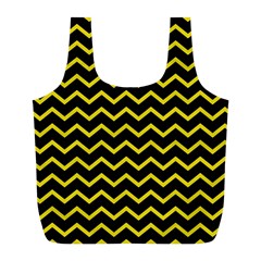 Yellow Chevron Full Print Recycle Bags (l)  by jumpercat