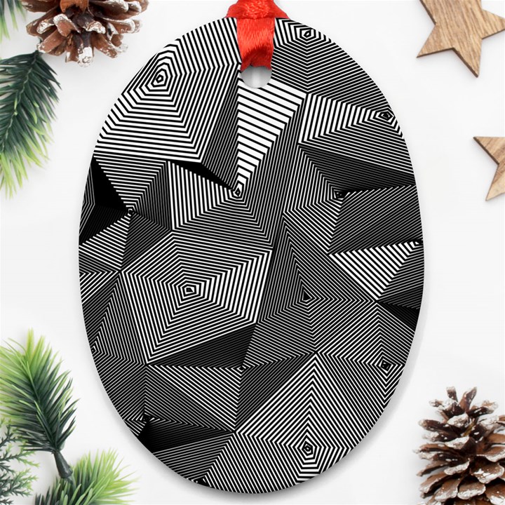 Geometric Doodle Oval Ornament (Two Sides)