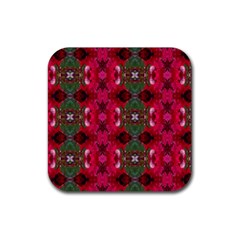 Christmas Colors Wrapping Paper Design Rubber Coaster (square) 