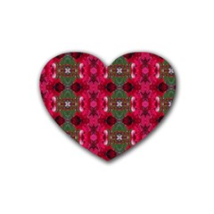 Christmas Colors Wrapping Paper Design Rubber Coaster (heart)  by Fractalsandkaleidoscopes