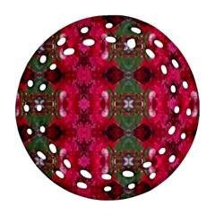 Christmas Colors Wrapping Paper Design Ornament (round Filigree) by Fractalsandkaleidoscopes