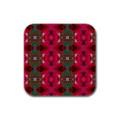 Christmas Colors Wrapping Paper Design Rubber Square Coaster (4 Pack) 