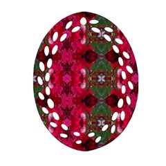 Christmas Colors Wrapping Paper Design Ornament (oval Filigree)