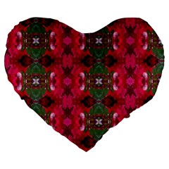 Christmas Colors Wrapping Paper Design Large 19  Premium Heart Shape Cushions