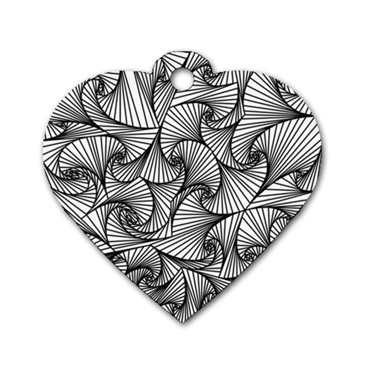 Fractal Sketch Light Dog Tag Heart (One Side)