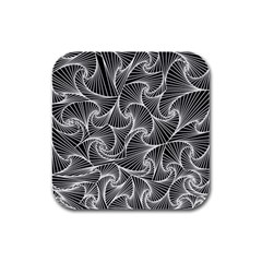 Fractal Sketch Dark Rubber Square Coaster (4 Pack)  by jumpercat