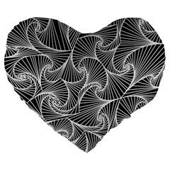 Fractal Sketch Dark Large 19  Premium Flano Heart Shape Cushions by jumpercat