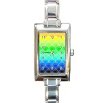 art deco rain bow Rectangle Italian Charm Watch Front