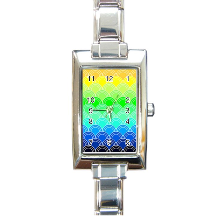 art deco rain bow Rectangle Italian Charm Watch