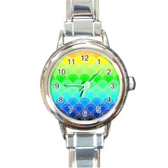 Art Deco Rain Bow Round Italian Charm Watch by NouveauDesign