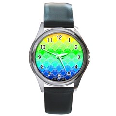 Art Deco Rain Bow Round Metal Watch by NouveauDesign