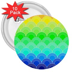 Art Deco Rain Bow 3  Buttons (10 Pack)  by NouveauDesign