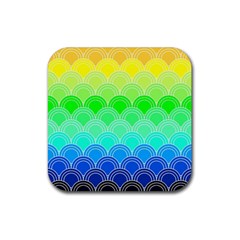 Art Deco Rain Bow Rubber Coaster (square)  by NouveauDesign