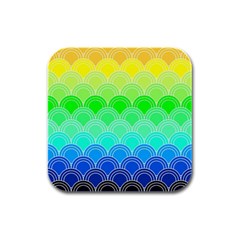 Art Deco Rain Bow Rubber Square Coaster (4 Pack)  by NouveauDesign