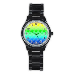 Art Deco Rain Bow Stainless Steel Round Watch by NouveauDesign