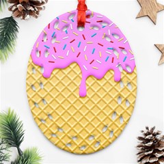 Strawberry Ice Cream Ornament (oval Filigree) by jumpercat