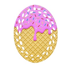 Strawberry Ice Cream Oval Filigree Ornament (two Sides) by jumpercat